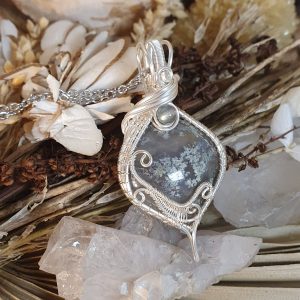 Pendentif wire wrapping agate mousse