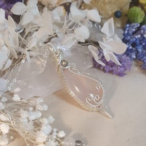 Les jolis trésors de lalie - Pendentif argenté quartz rose 11
