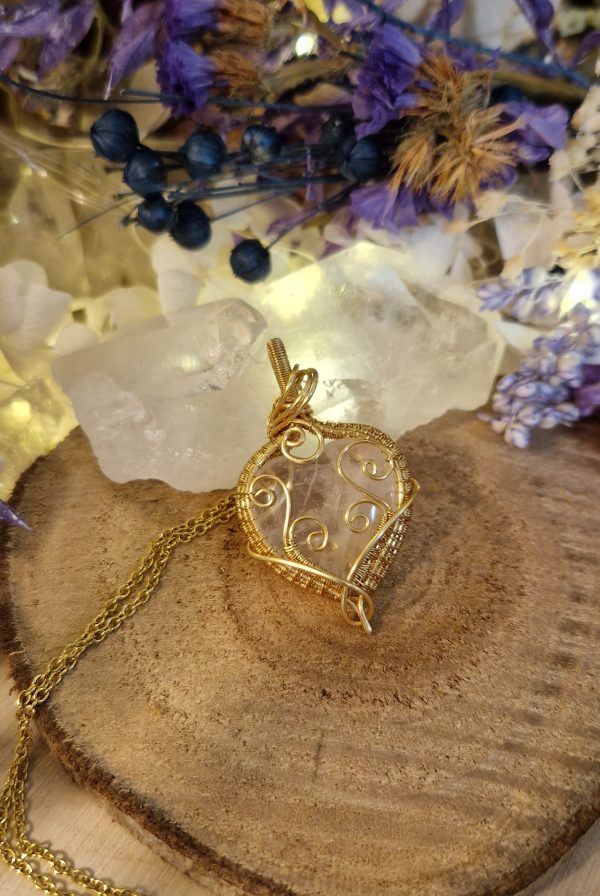 Les jolis trésors de Lalie - Collier coeur de fée pierre cristal de roche