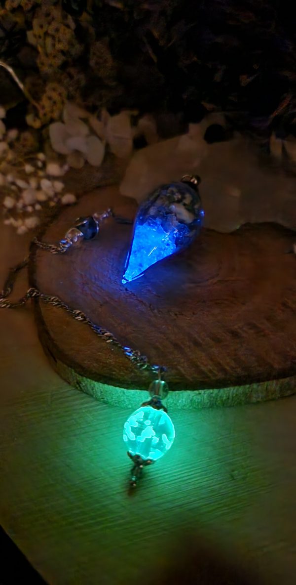 Les jolis trésors de lalie - Pendule Divinatoire luminescent Goutte de Verre et Sodalite - Imbolc