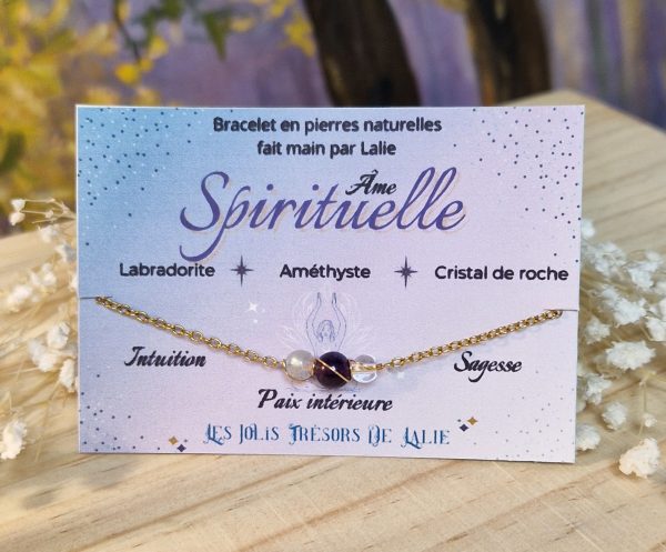 Bracelet acier inox perles pierres naturelles - ame spirituelle - bracelet pour personne spirituelle - cadeau bracelet pour femme spirituelle - witch