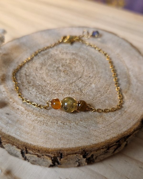 Bracelet acier inox perles pierres naturelles - ame forte- bracelet pour personne au fort mental