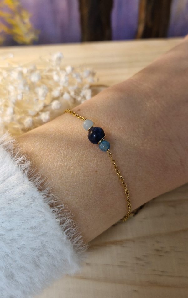 Bracelet acier inox perles pierres naturelles - ame rêveuse - bracelet pour personne rêveuse