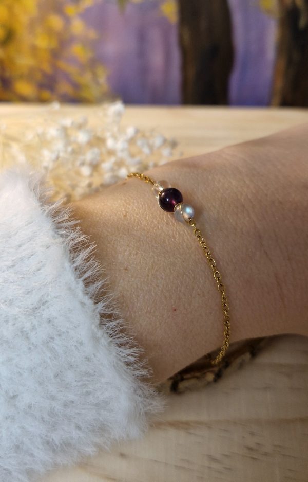 Bracelet acier inox perles pierres naturelles - ame spirituelle - bracelet pour personne spirituelle - cadeau bracelet pour femme spirituelle - witch