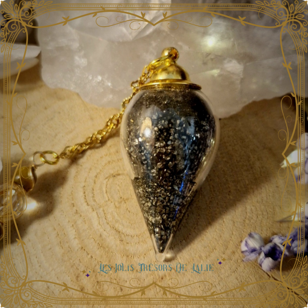 Pendule divinatoire en pierres naturelles éthique et luminescent - Pendule Imbolc féerique en pyrite