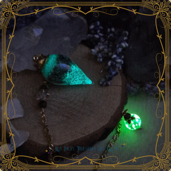Pendule divinatoire en pierres naturelles éthique et luminescent - Pendule Imbolc féerique en pyrite